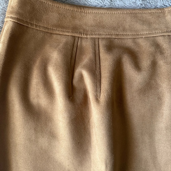 LOFT Plus Faux Suede Mini Skirt Tan Camel A-Line Pockets Boho Fall Chic - Picture 5 of 9